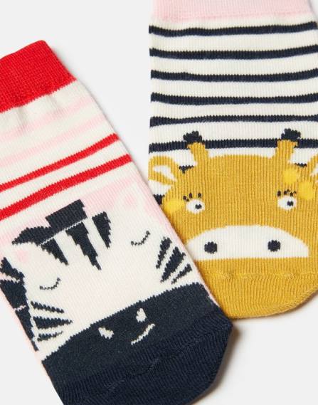 Accessories IE Joules Babies Neat Feet 2 Pack Of Socks ZEBRA GIRAFFE JVVL435