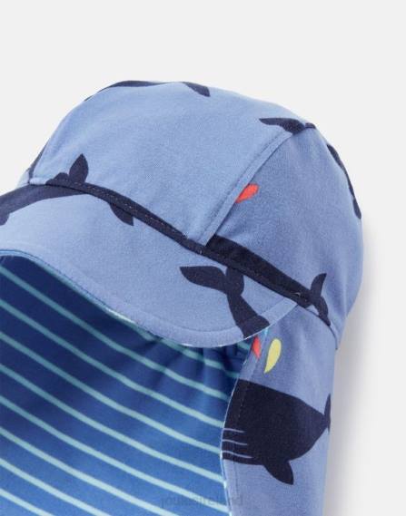 Accessories IE Joules Babies Sonny Neck Protector Jersey Hat 0-4 Years BLUE WHALE JVVL397