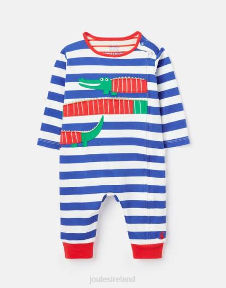 Accessories IE Joules Babies Winfield Organically Grown Cotton Artwork Romper 0-9 Months BLUE STRIPE CROCODILE JVVL426