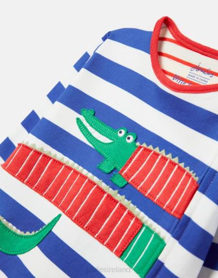 Accessories IE Joules Babies Winfield Organically Grown Cotton Artwork Romper 0-9 Months BLUE STRIPE CROCODILE JVVL426