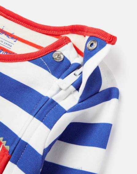 Accessories IE Joules Babies Winfield Organically Grown Cotton Artwork Romper 0-9 Months BLUE STRIPE CROCODILE JVVL426