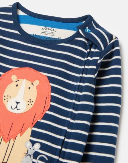 Accessories IE Joules Babies Zippy Organically Grown Cotton Onesie 0-9 Months NAVY LION JVVL430