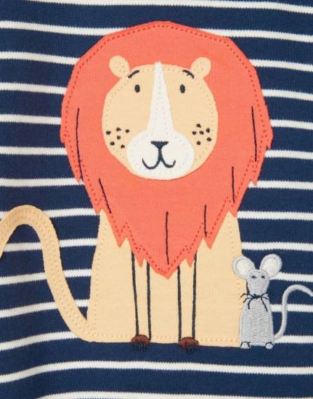 Accessories IE Joules Babies Zippy Organically Grown Cotton Onesie 0-9 Months NAVY LION JVVL430