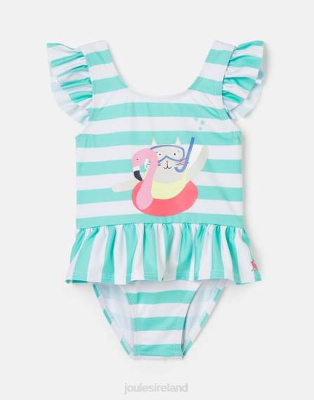 Apparel IE Joules Babies Frillwell Swimming Costume 0-3 Years AQUA STRIPE CAT JVVL420