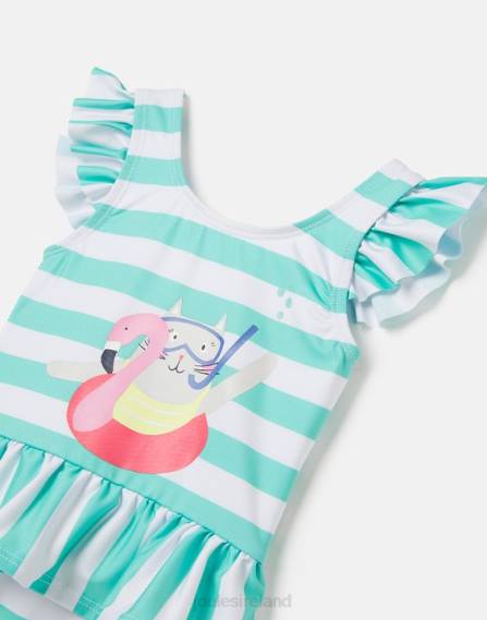 Apparel IE Joules Babies Frillwell Swimming Costume 0-3 Years AQUA STRIPE CAT JVVL420