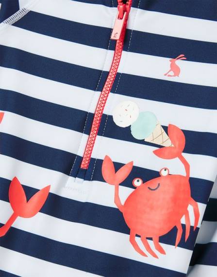 Apparel IE Joules Babies Sun Artwork Rash Suit 0-3 Years NAVY STRIPE CRABS JVVL431