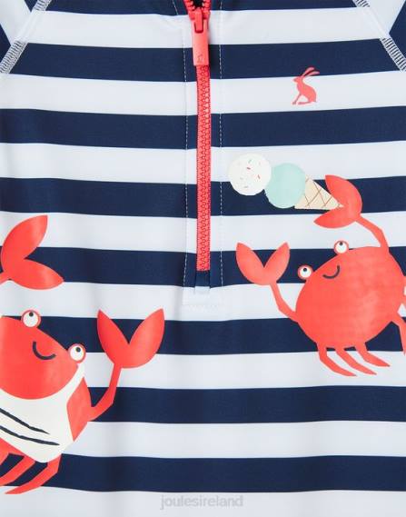 Apparel IE Joules Babies Sun Artwork Rash Suit 0-3 Years NAVY STRIPE CRABS JVVL431