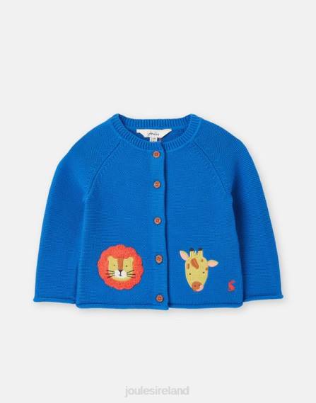 Apparel IE Joules Babies Bertie Artwork Cardigan 0-3 Years BLUE SAFARI JVVL436