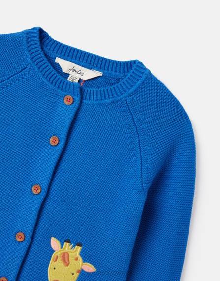 Apparel IE Joules Babies Bertie Artwork Cardigan 0-3 Years BLUE SAFARI JVVL436