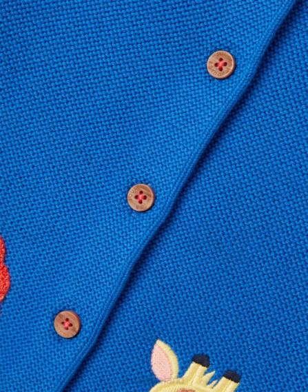 Apparel IE Joules Babies Bertie Artwork Cardigan 0-3 Years BLUE SAFARI JVVL436