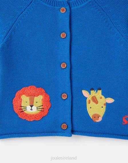 Apparel IE Joules Babies Bertie Artwork Cardigan 0-3 Years BLUE SAFARI JVVL436