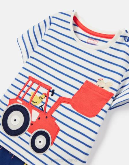 Apparel IE Joules Babies Byron Artwork Set 0-3 Years BLUE TRACTOR JVVL438