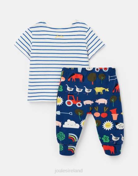 Apparel IE Joules Babies Byron Artwork Set 0-3 Years BLUE TRACTOR JVVL438