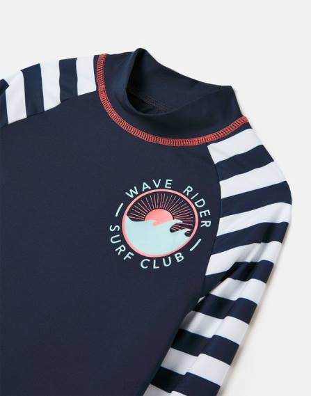 Apparel IE Joules Babies Chase Long Sleeve Rash Guard NAVY WAVE RIDER JVVL365