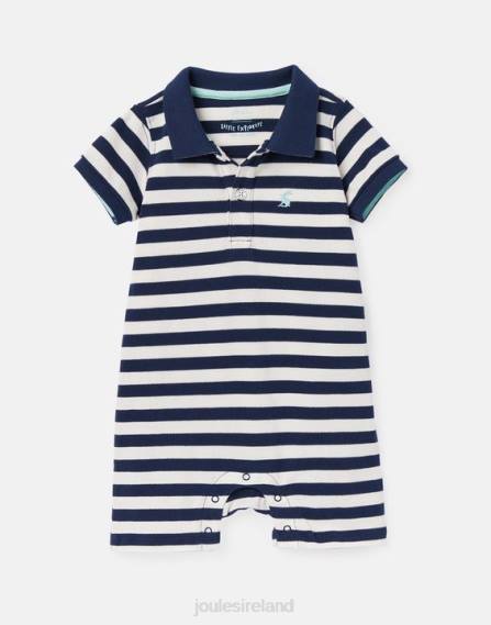 Apparel IE Joules Babies Filbert Polo Romper 0-24 months WHITE BLUE STRIPE JVVL428
