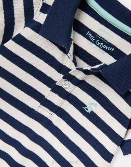 Apparel IE Joules Babies Filbert Polo Romper 0-24 months WHITE BLUE STRIPE JVVL428