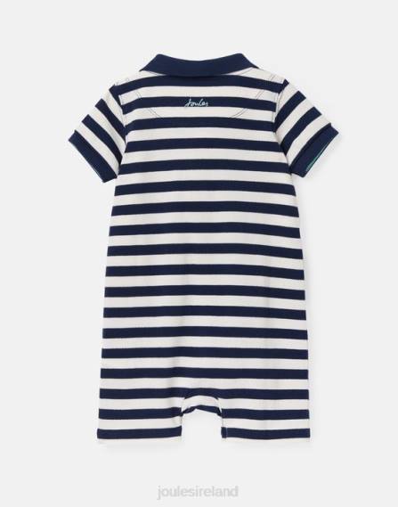 Apparel IE Joules Babies Filbert Polo Romper 0-24 months WHITE BLUE STRIPE JVVL428