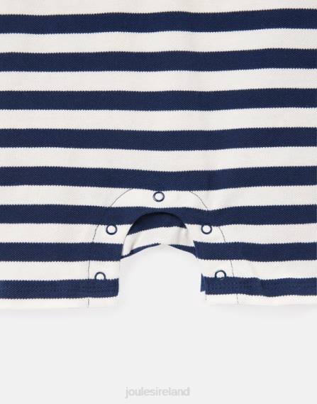 Apparel IE Joules Babies Filbert Polo Romper 0-24 months WHITE BLUE STRIPE JVVL428