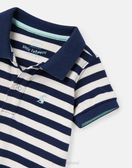 Apparel IE Joules Babies Filbert Polo Romper 0-24 months WHITE BLUE STRIPE JVVL428