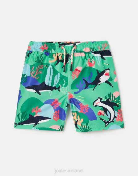 Apparel IE Joules Babies Ocean Printed Swimming Shorts 2-12 Years GREEN SHARKS JVVL357