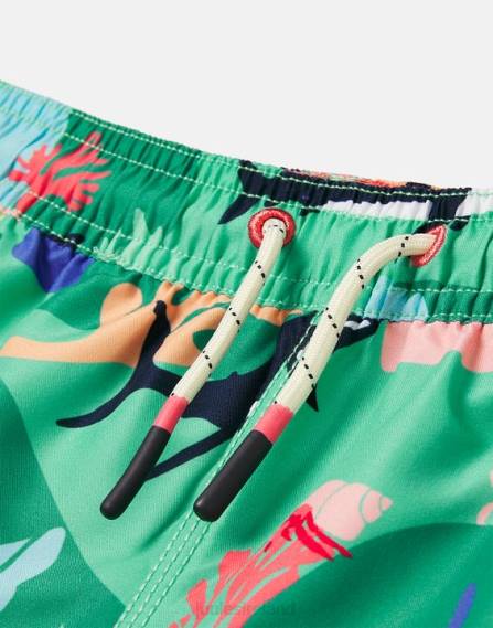 Apparel IE Joules Babies Ocean Printed Swimming Shorts 2-12 Years GREEN SHARKS JVVL357