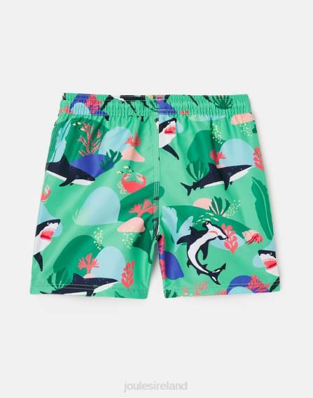 Apparel IE Joules Babies Ocean Printed Swimming Shorts 2-12 Years GREEN SHARKS JVVL357