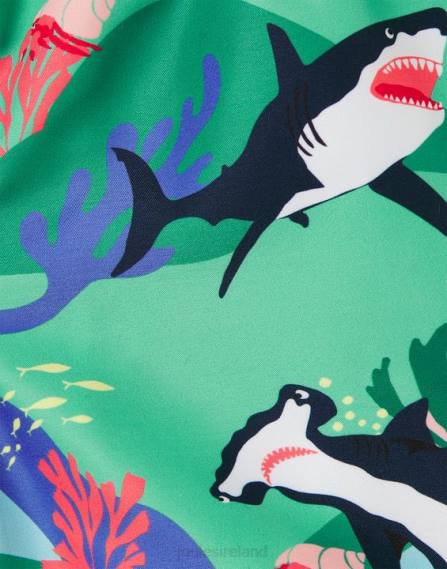 Apparel IE Joules Babies Ocean Printed Swimming Shorts 2-12 Years GREEN SHARKS JVVL357