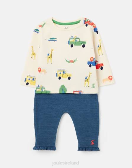 Apparel IE Joules Babies Percy T-Shirt & Pants Set 0-3 Years CREAM SAFARI JVVL427