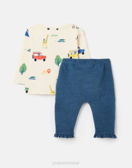 Apparel IE Joules Babies Percy T-Shirt & Pants Set 0-3 Years CREAM SAFARI JVVL427