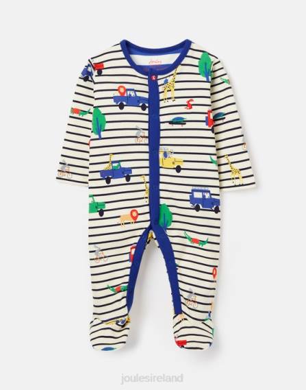 Apparel IE Joules Babies Razamataz Organically Grown Cotton Printed Onesie 0-9 Months BLUE STRIPE SAFARI JVVL433