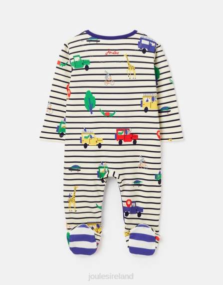Apparel IE Joules Babies Razamataz Organically Grown Cotton Printed Onesie 0-9 Months BLUE STRIPE SAFARI JVVL433