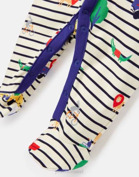 Apparel IE Joules Babies Razamataz Organically Grown Cotton Printed Onesie 0-9 Months BLUE STRIPE SAFARI JVVL433