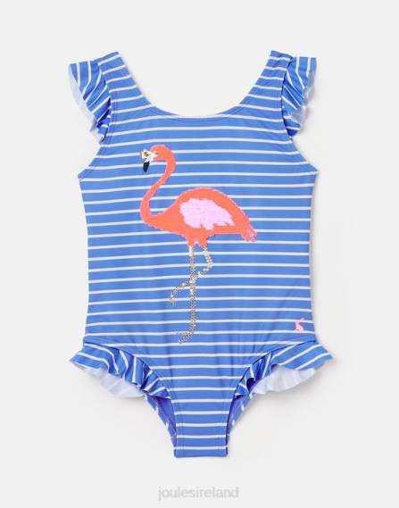 Apparel IE Joules Babies Splash Sequin Artwork Swimsuit 2-12 Years BLUE STRIPE FLAMINGO JVVL299