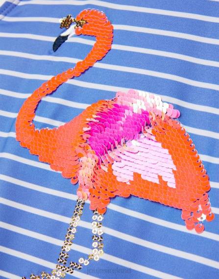 Apparel IE Joules Babies Splash Sequin Artwork Swimsuit 2-12 Years BLUE STRIPE FLAMINGO JVVL299