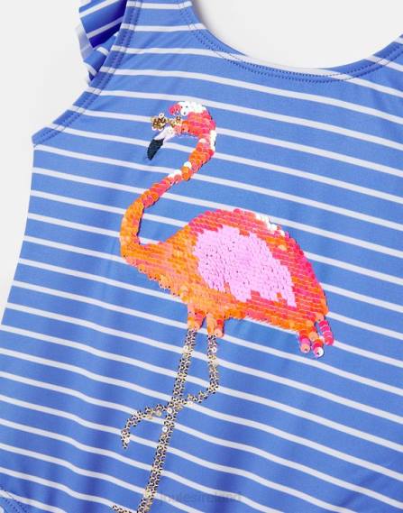 Apparel IE Joules Babies Splash Sequin Artwork Swimsuit 2-12 Years BLUE STRIPE FLAMINGO JVVL299