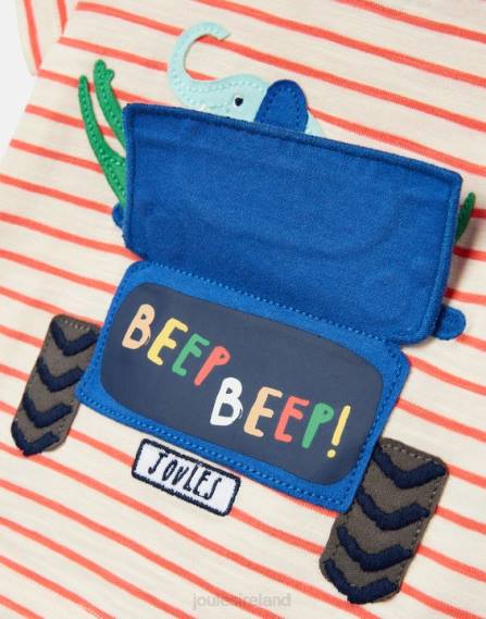 Apparel IE Joules Babies Tate Artwork T-Shirt 0-3 Years RED STRIPE TRUCK JVVL401