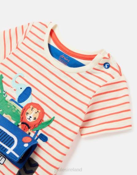 Apparel IE Joules Babies Tate Artwork T-Shirt 0-3 Years RED STRIPE TRUCK JVVL401