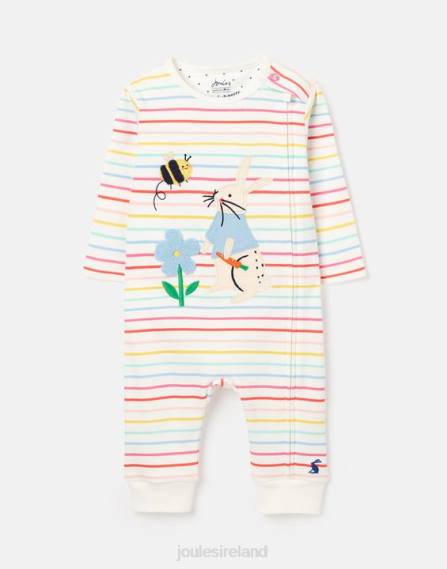 Apparel IE Joules Babies Winfield Organically Grown Cotton Artwork Romper 0-9 Months WHITE STRIPE BUNNY JVVL410