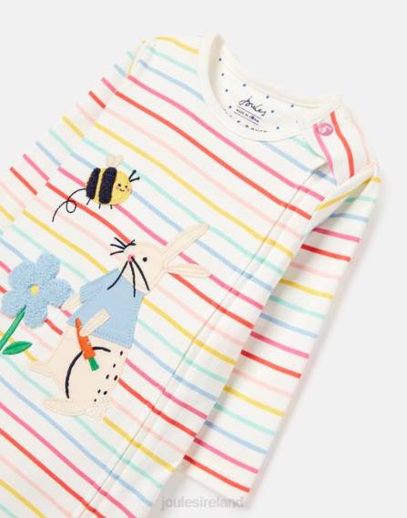 Apparel IE Joules Babies Winfield Organically Grown Cotton Artwork Romper 0-9 Months WHITE STRIPE BUNNY JVVL410