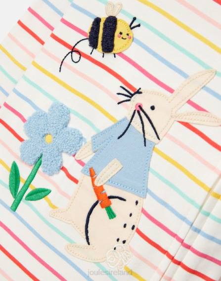 Apparel IE Joules Babies Winfield Organically Grown Cotton Artwork Romper 0-9 Months WHITE STRIPE BUNNY JVVL410