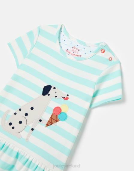 Apparel IE Joules Girls Dazzle Artwork Peplum Dress 0-3 Years AQUA STRIPE JVVL394