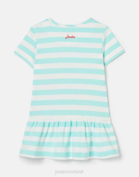 Apparel IE Joules Girls Dazzle Artwork Peplum Dress 0-3 Years AQUA STRIPE JVVL394
