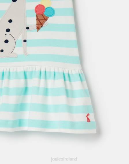Apparel IE Joules Girls Dazzle Artwork Peplum Dress 0-3 Years AQUA STRIPE JVVL394