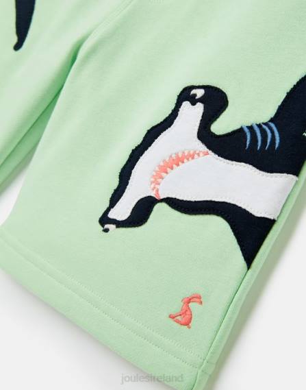 Apparel IE Joules Boys Hamden Novelty Sweat Shorts 2-8 Years LIGHT GREEN SHARKS JVVL351