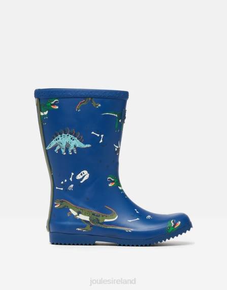 Footwear IE Joules Boys Roll Up Flexible Printed Rain Boots BLUE DINOSAURS JVVL386