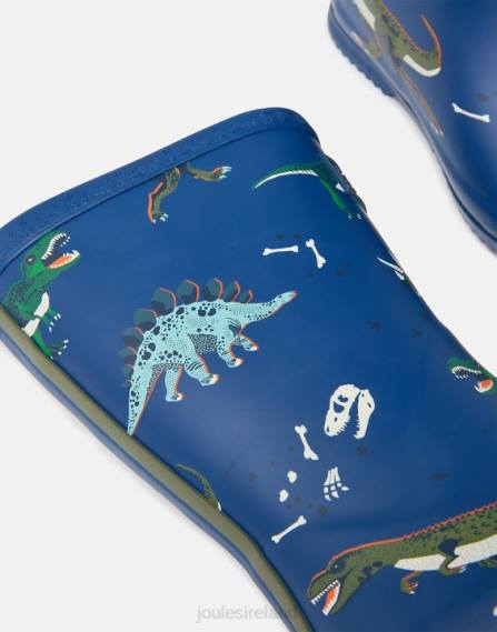 Footwear IE Joules Boys Roll Up Flexible Printed Rain Boots BLUE DINOSAURS JVVL386