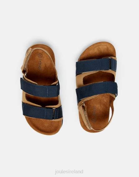 Footwear IE Joules Boys Toby Velcro Strap Sandals TAN NAVY JVVL389