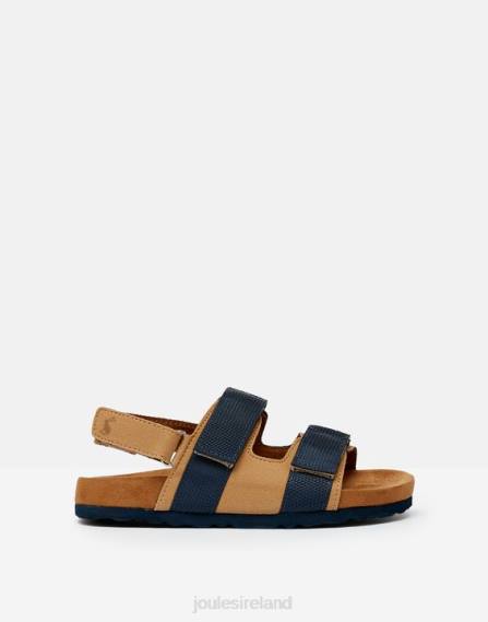 Footwear IE Joules Boys Toby Velcro Strap Sandals TAN NAVY JVVL389