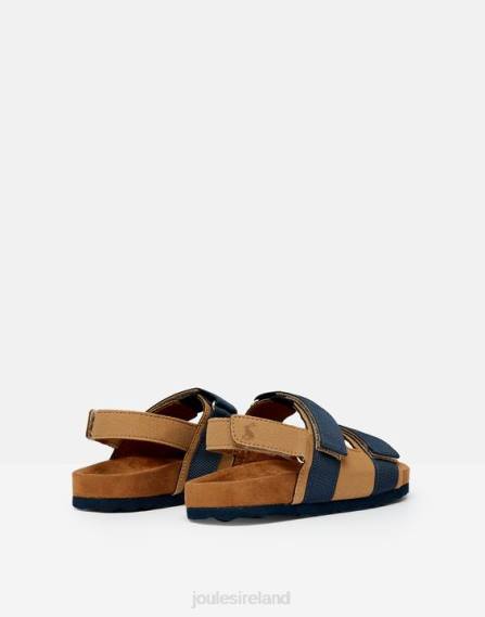 Footwear IE Joules Boys Toby Velcro Strap Sandals TAN NAVY JVVL389