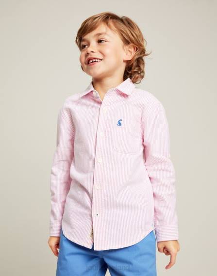 Apparel IE Joules Boys Oxford Stripe Shirt 2-12 Years PINK JVVL340
